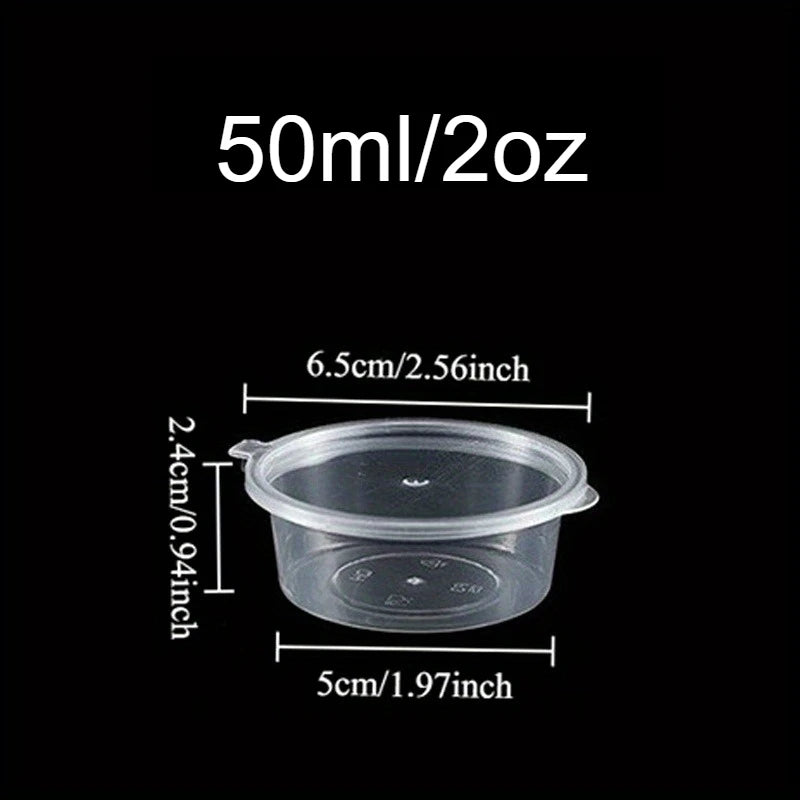 Plastic Sauce Jars with Lids – Leak-Proof 20/50/100pcs Cups Sauce Storage Cups PLUSH 50ml-2oz 100PCS