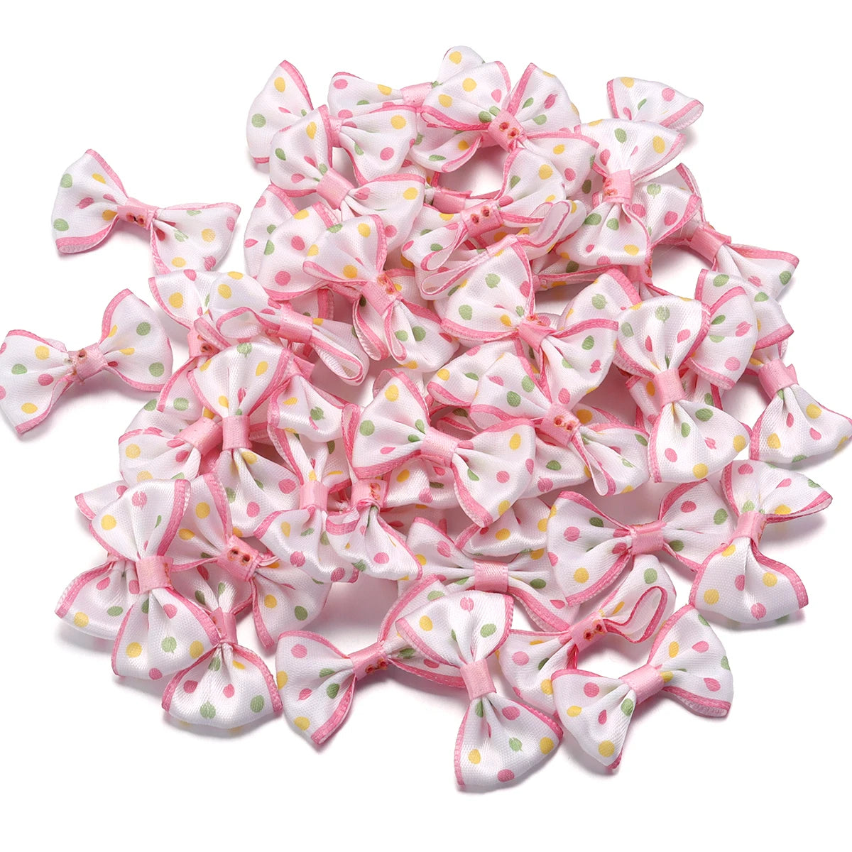 30pcs Polka Dot Ribbon Bows – DIY Hair Accessories & Gift Wrap Ribbon Craft Bows PLUSH pink