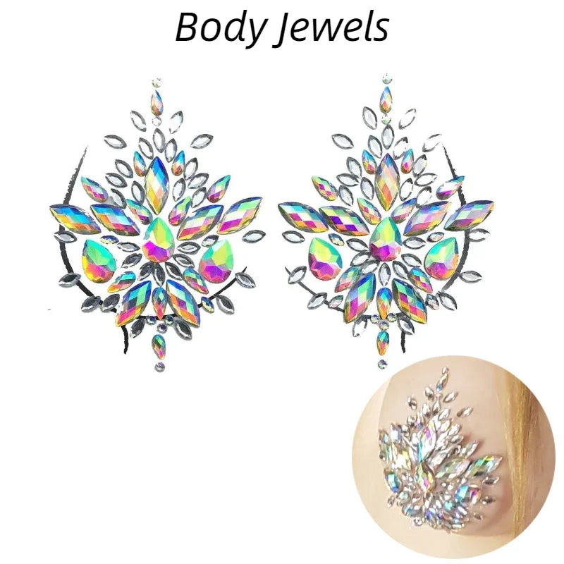 Crystal Rhinestone Body & Face Jewel Stickers – Temporary Tattoo Body Jewel Stickers PLUSH