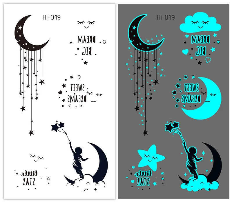 Luminous Glow Temporary Tattoo Stickers – Snake & Butterfly