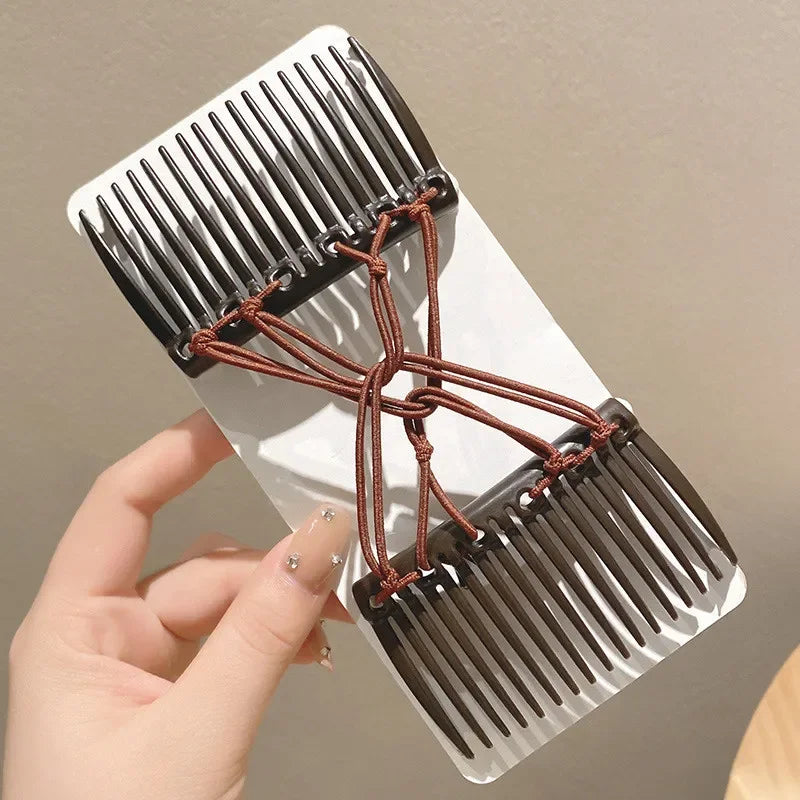 Vintage Disc Hair Clip – Korean Magic Comb & Elastic Rope Hair Clip PLUSH New Brown