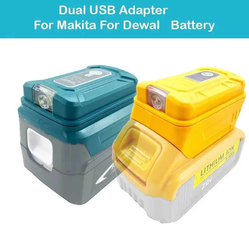 Makita DeWalt 18V Battery USB Adapter with LED Flashlight Battery USB Adapter PLUSH