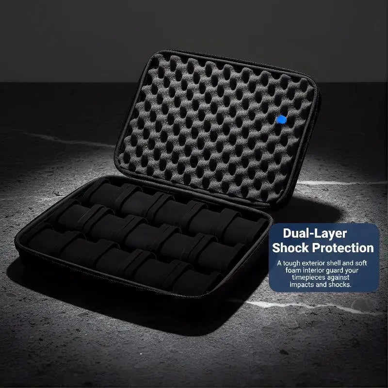 15-Slot Hard Shell Watch Organizer & Portable Travel Case Watch Storage Case PLUSH