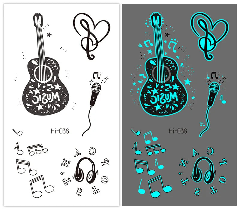 Luminous Glow Temporary Tattoo Stickers – Snake & Butterfly