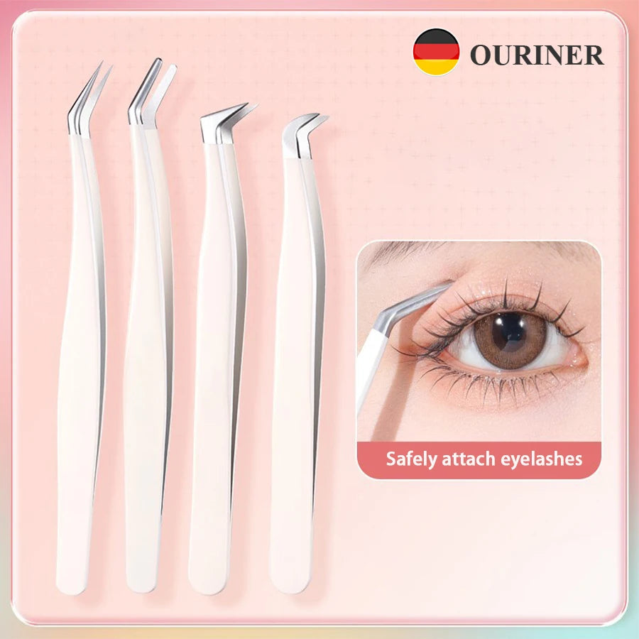 Stainless Steel Eyelash Tweezers for False Lash Grafting Eyelash Tweezers PLUSH