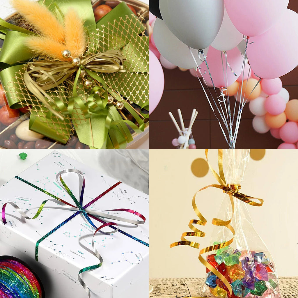 100 Yards Laser Ribbon Roll – Colorful Balloon & Gift Ribbon Craft Ribbon Roll PLUSH
