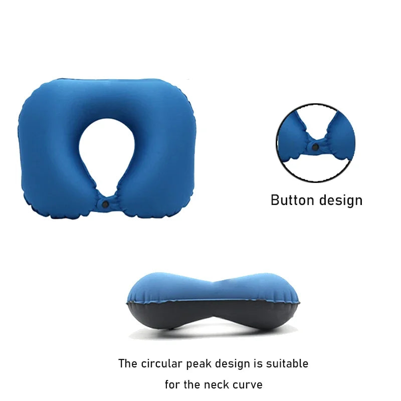 Inflatable Travel Neck Pillow for Airplane & Car | QWC Inflatable Travel Pillow PLUSH