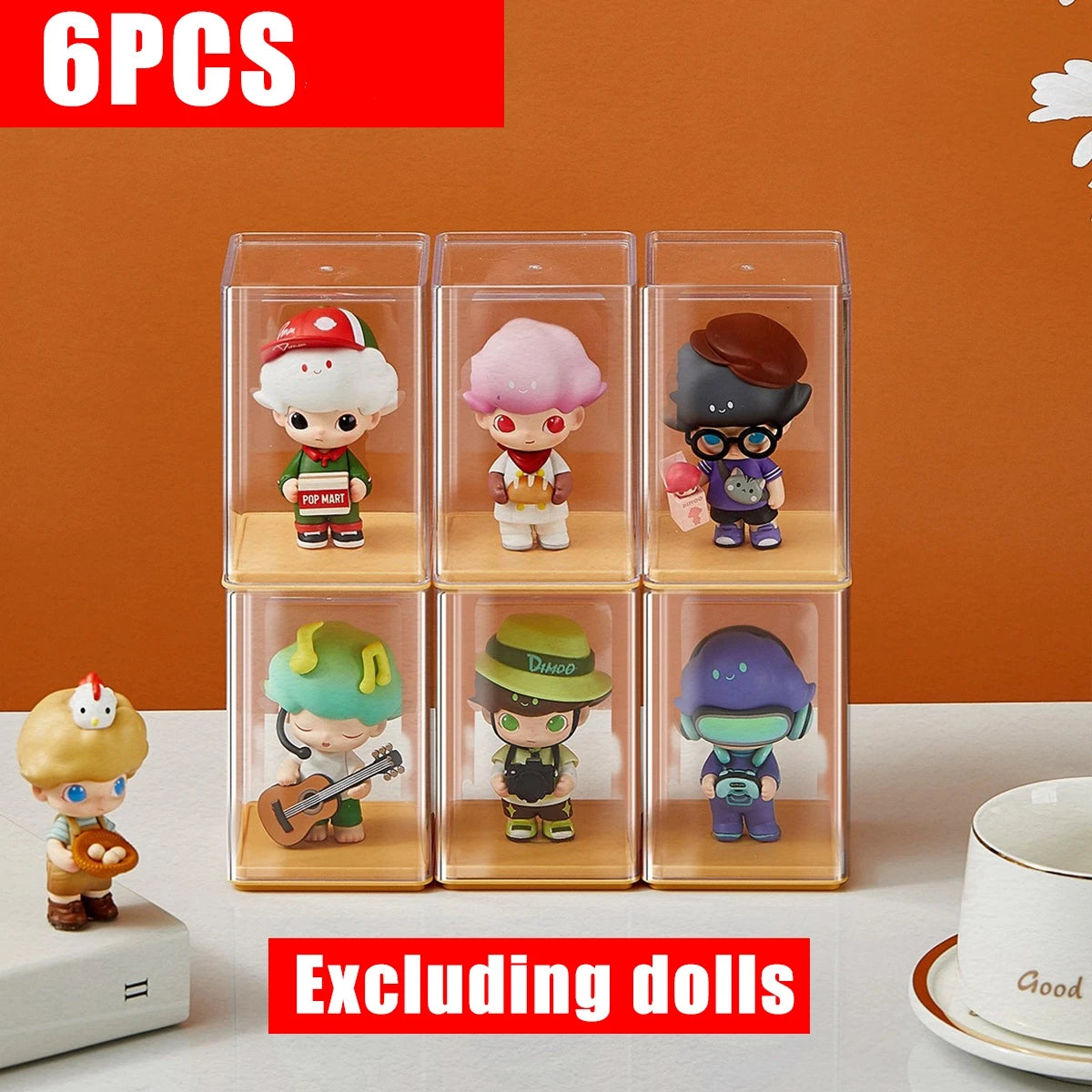 6-Piece Acrylic Display Stand Dust-Proof Cabinet for Figures Acrylic Display Stand PLUSH 6pcs Transparent