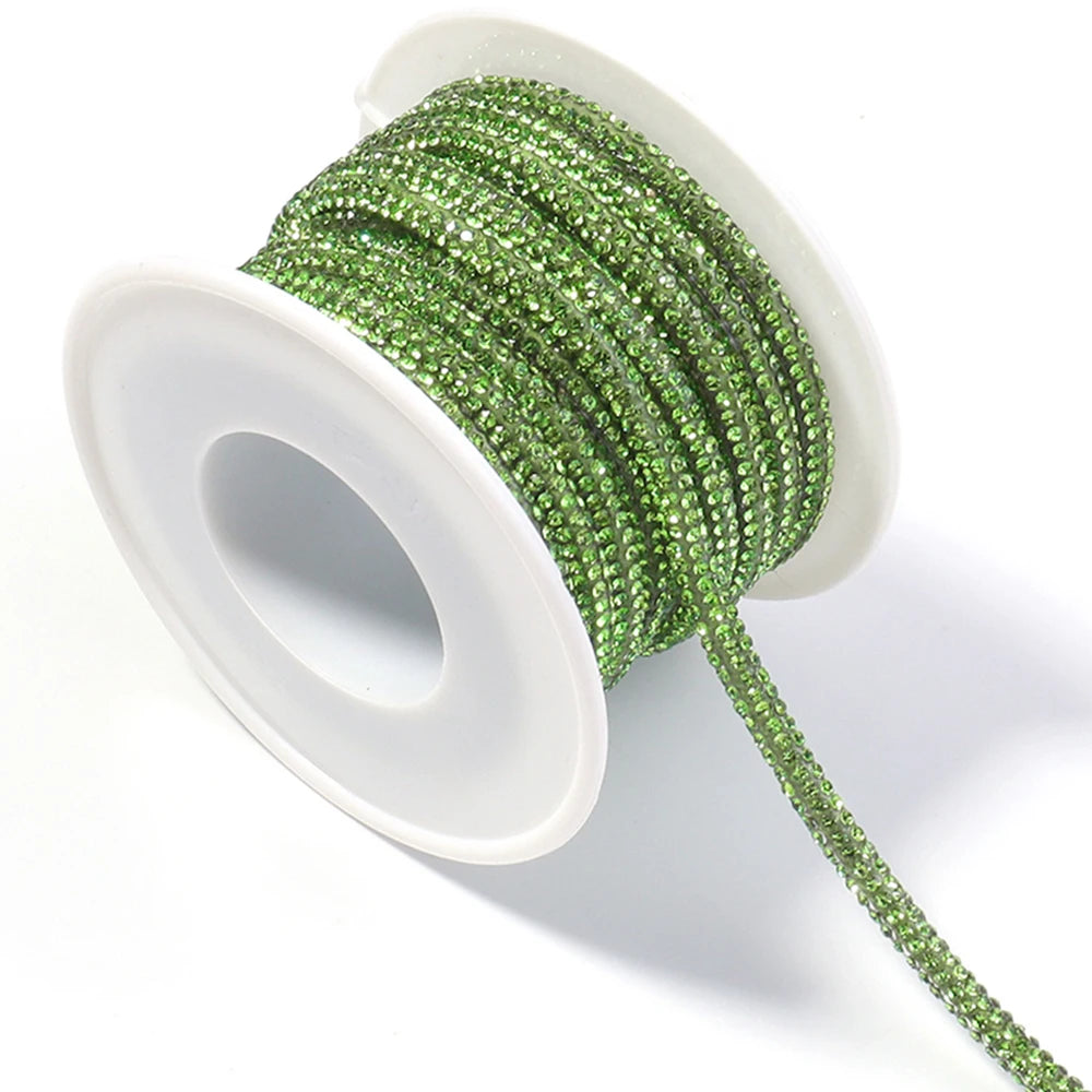 5 Yards Rhinestone Crystal Cup Chain Cord – DIY Jewelry & Crafts Rhinestone Craft Cord PLUSH light green 4mm