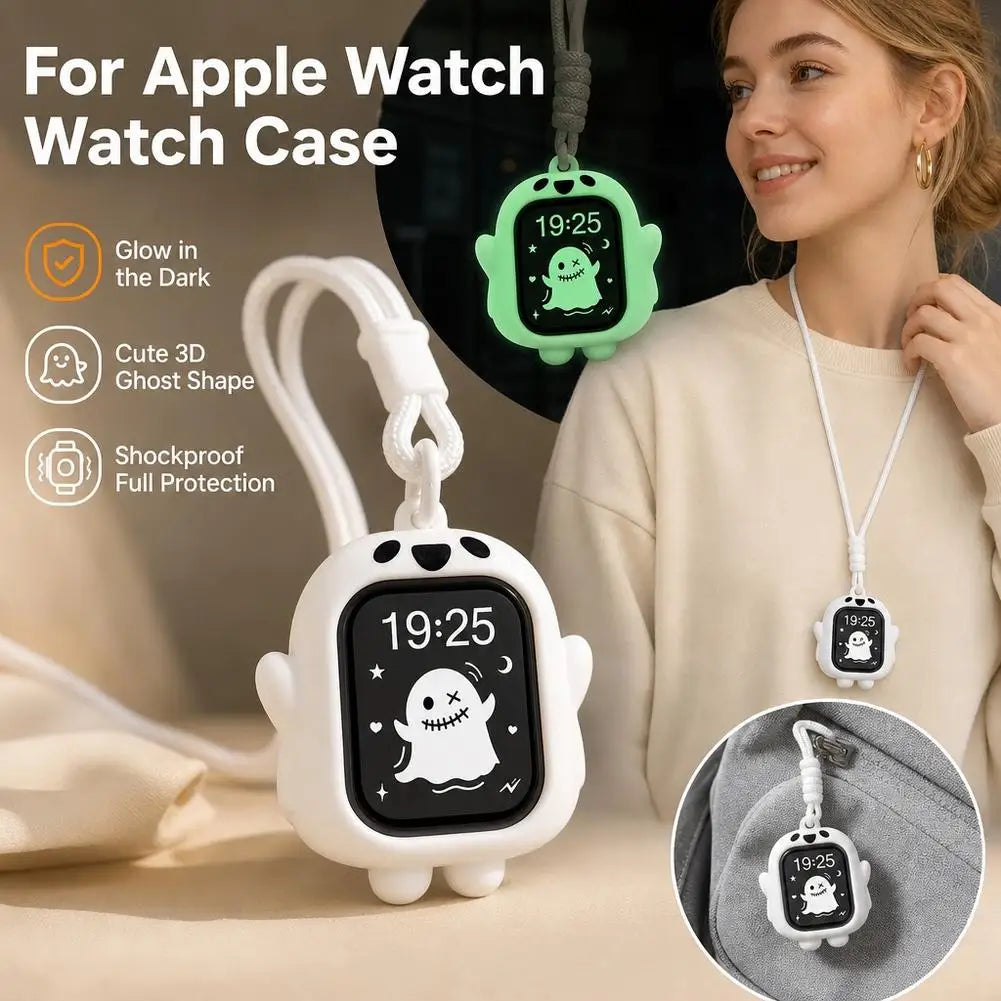Glow Ghost Silicone Case Apple Watch Series 8 9 10 11 Ultra Watch Protective Case PLUSH