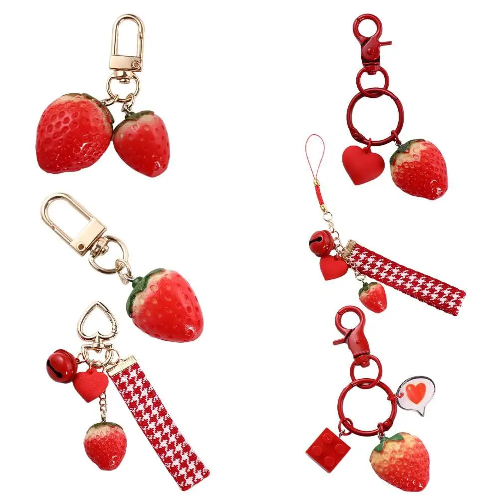 Strawberry Heart Keychain – Cute Red Fruit Key Charm & Bag Pendant Fashion Keychain PLUSH