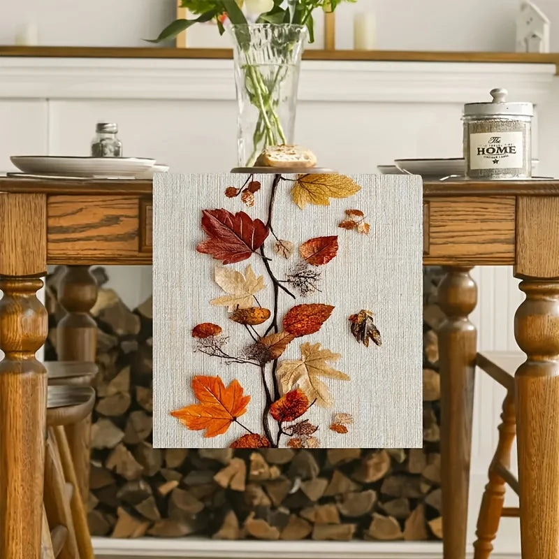 Autumn Leaf Table Runner – Dried Leaves & Vine Design | 3 Sizes Seasonal Table Runner PLUSH
