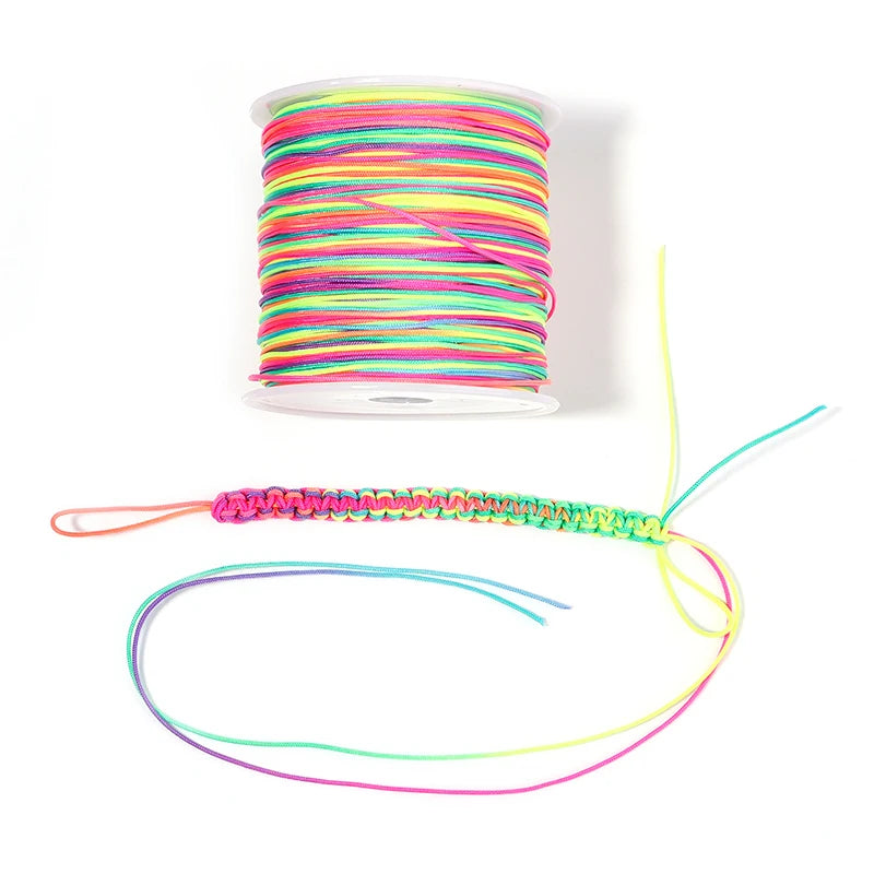 90m Multicolor Nylon Braiding Cord 0.8mm | Chinese Knot Thread Jewelry Braiding Cord PLUSH