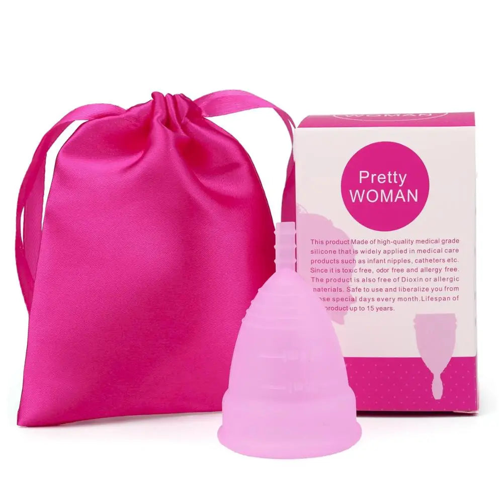 Medical Grade Silicone Menstrual Cup S & L | XceeFit Menstrual Cup PLUSH L Size 1Pack-Bag-box-Pink