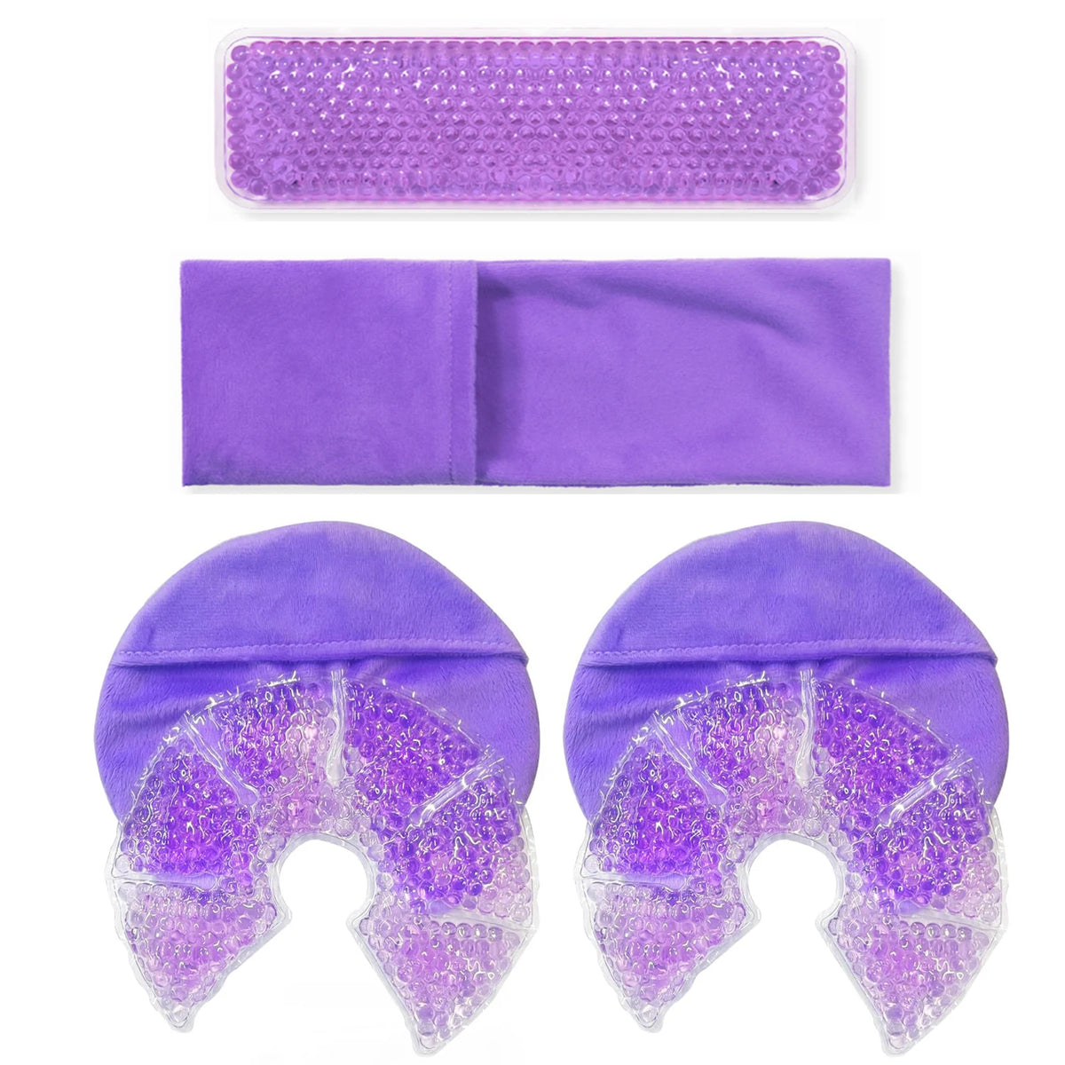 Hot Cold Gel Bead Breast Therapy Pack – Reusable Nursing Pad Breast Therapy Pack PLUSH Purple Set