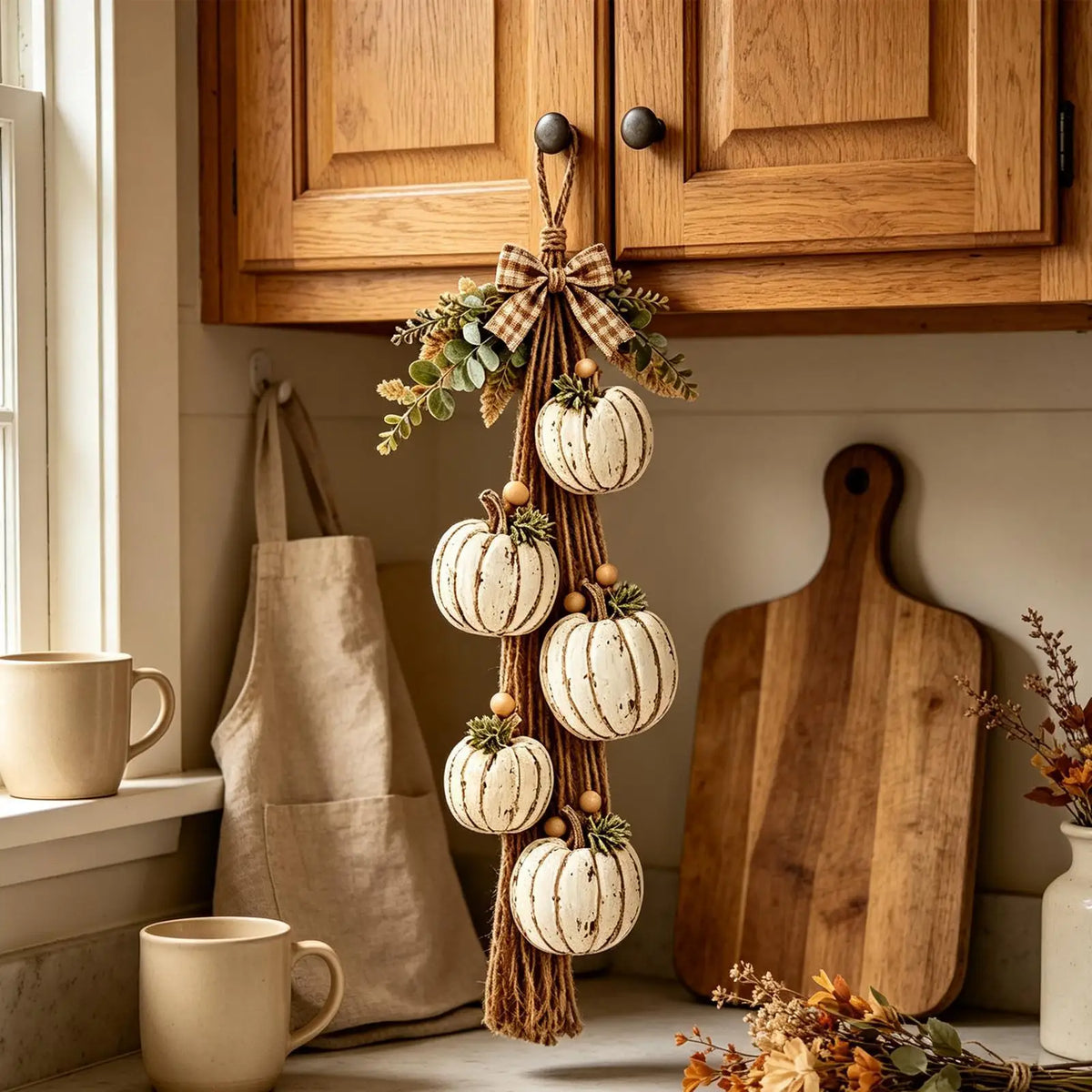 Rustic Farmhouse Fall Pumpkin Door Hanger | Wooden Décor Fall Door Hanger PLUSH