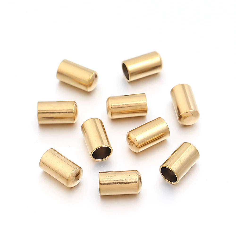 Stainless Steel Crimp Cord End Caps DIY Jewelry – 10/20pcs Jewelry Findings PLUSH Gold 4mm 10pcs