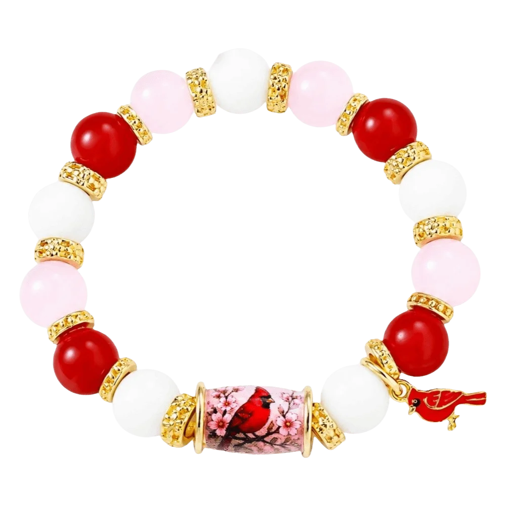 Hummingbird Butterfly Bee Sunflower Beaded Bracelet Women Beaded Bracelet PLUSH Red Bird