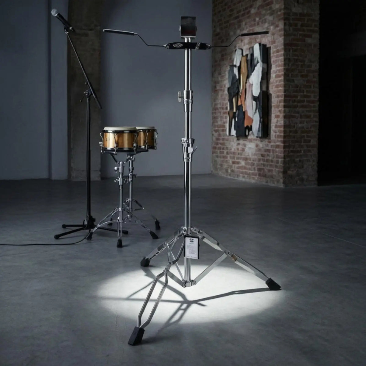 Chrome Bongo Drum Stand – Heavy Duty Adjustable Tripod Holder Drum Stand PLUSH