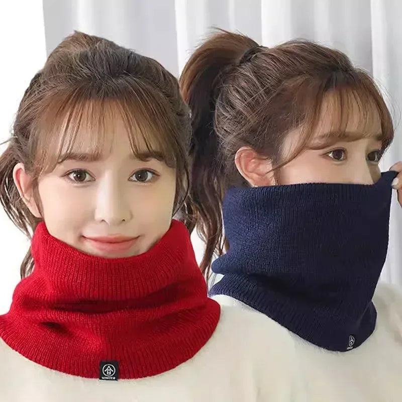 Winter Knitted Neck Gaiter & Fleece Face Mask – Windproof Scarf Neck Gaiter Scarf PLUSH