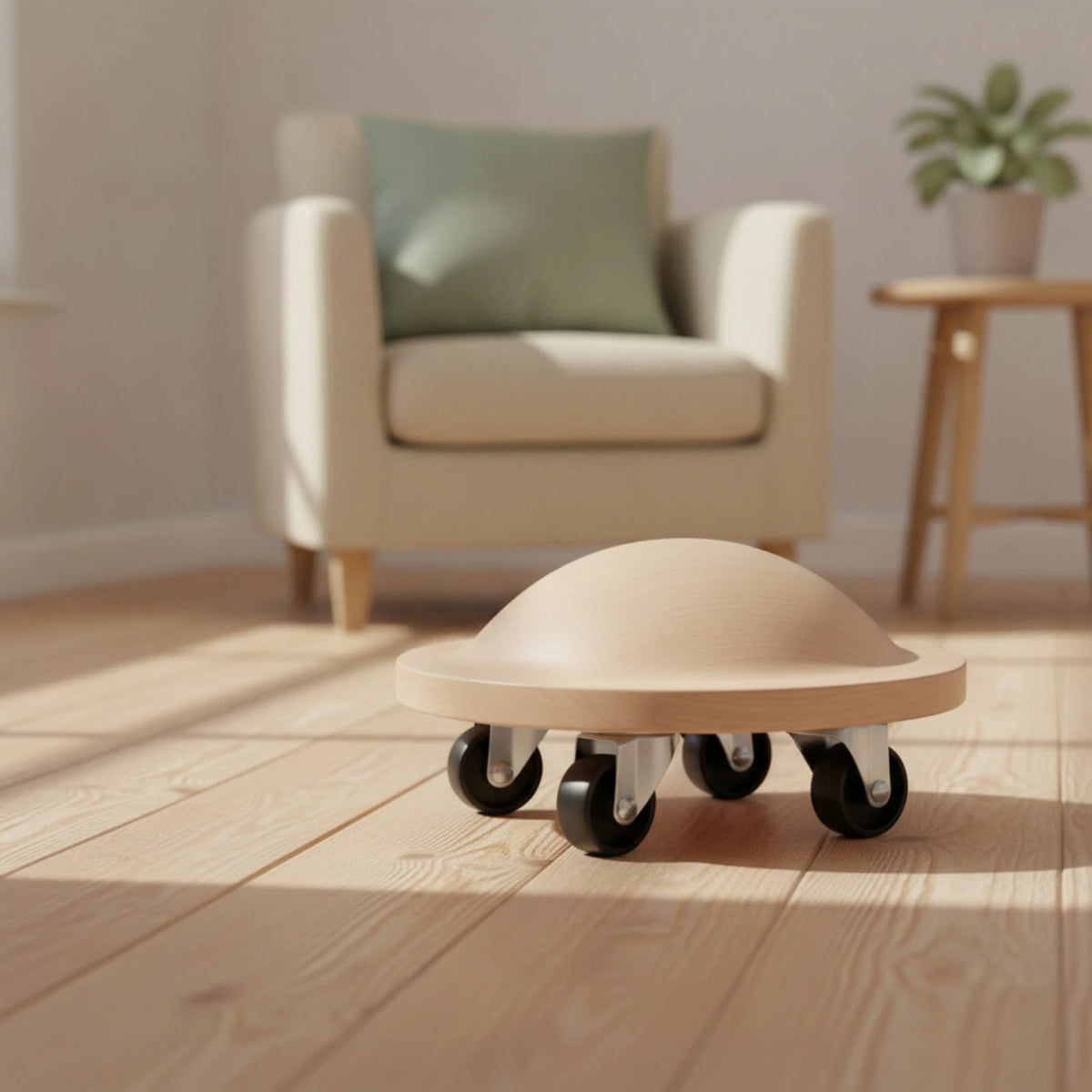 Wooden Ab Roller with Caster Wheels – Portable Core Trainer Ab Roller Wheel PLUSH