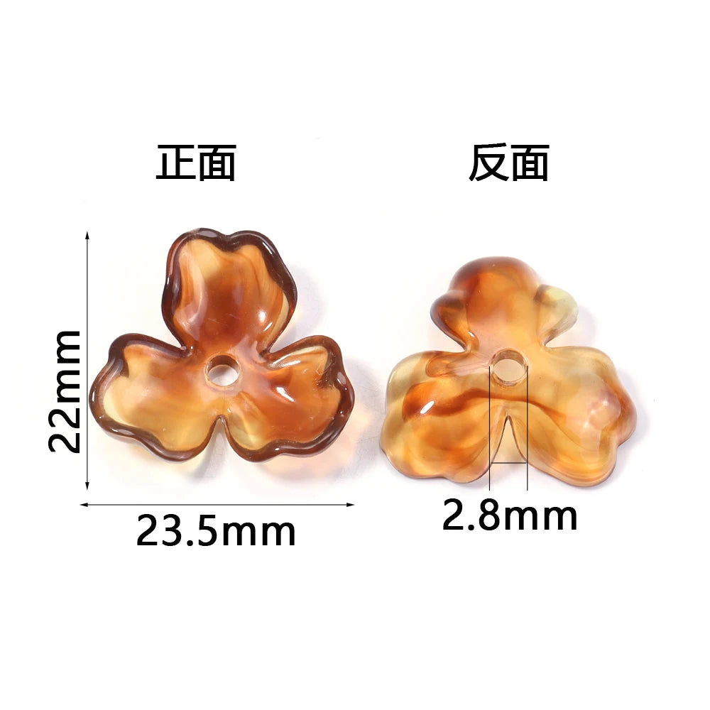 10pcs Two-Tone Flower Acrylic Bead Caps 22mm – DIY Jewelry Acrylic Bead Caps PLUSH