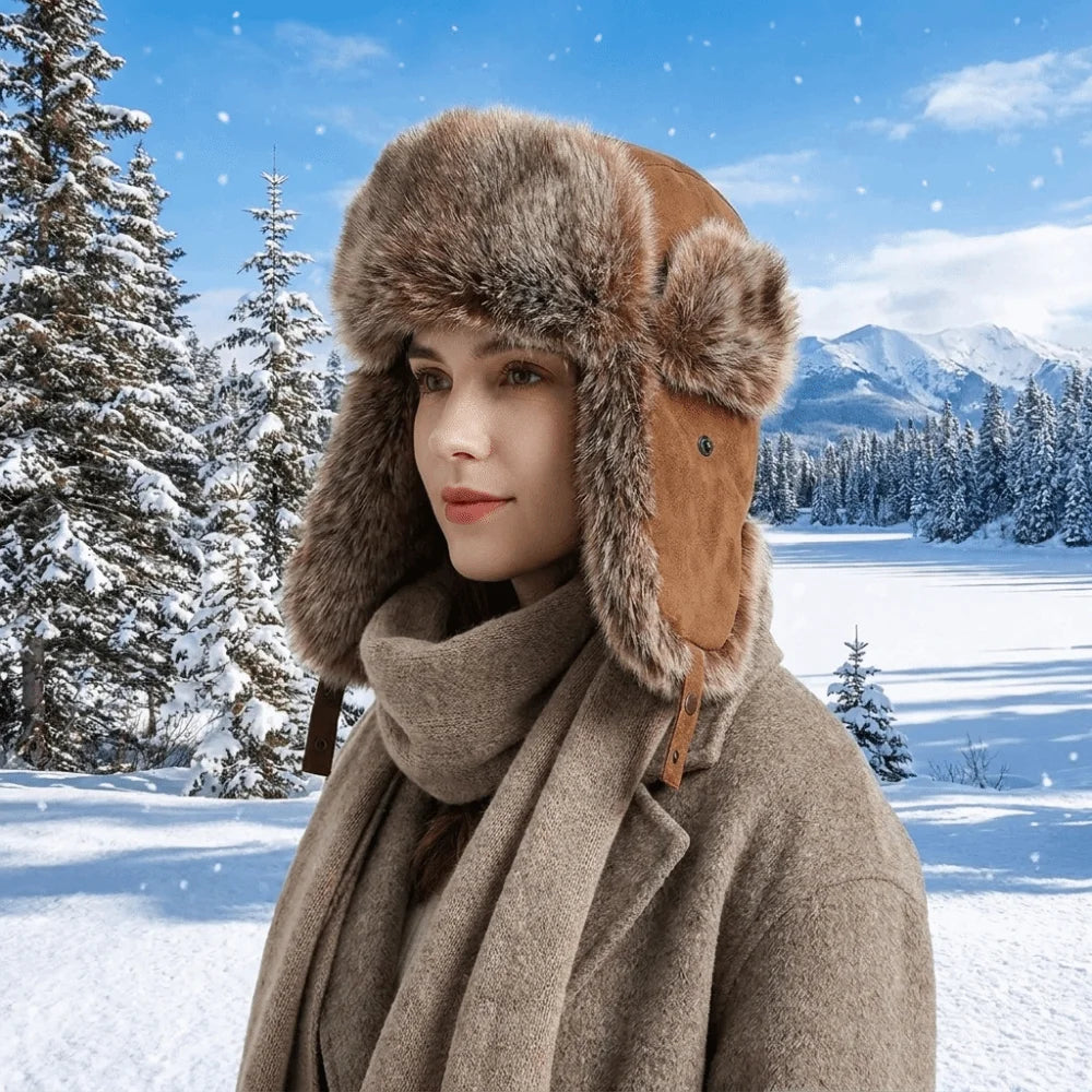 Vintage Suede Lei Feng Hat – Fleece Lined Ear Flap Winter Hat Winter Trapper Hat PLUSH