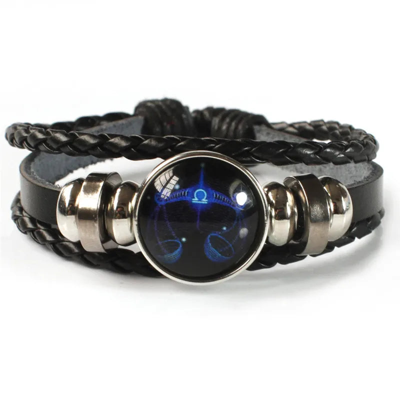Zodiac Constellation Beaded Leather Bracelet | Multilayer Handwoven Charm Bracelet PLUSH