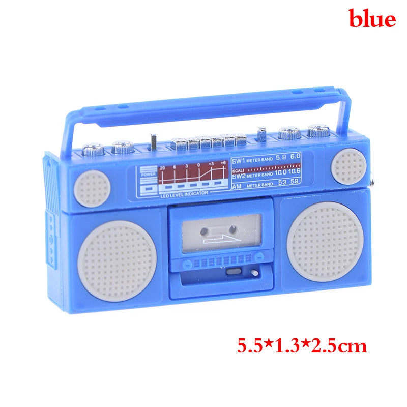 Dollhouse Mini Nostalgic Radio & Tape Recorder Model Toy Dollhouse Miniature PLUSH Blue