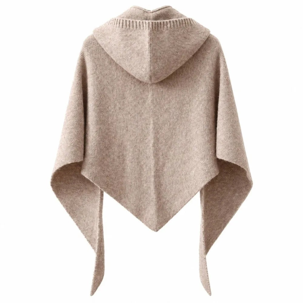 Women's Hooded Triangle Scarf Shawl – Knit Polyester Wrap Hooded Scarf Shawl PLUSH Camel