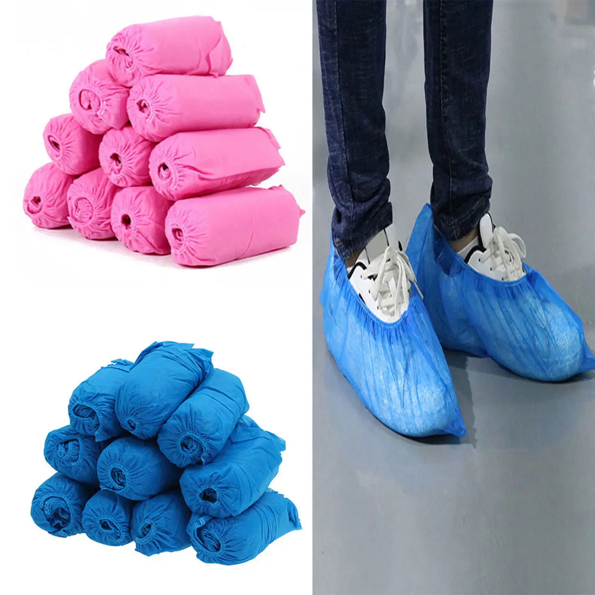 Disposable Shoe Covers 100 Pack | Nonwoven Anti-Slip Protection Disposable Shoe Covers PLUSH