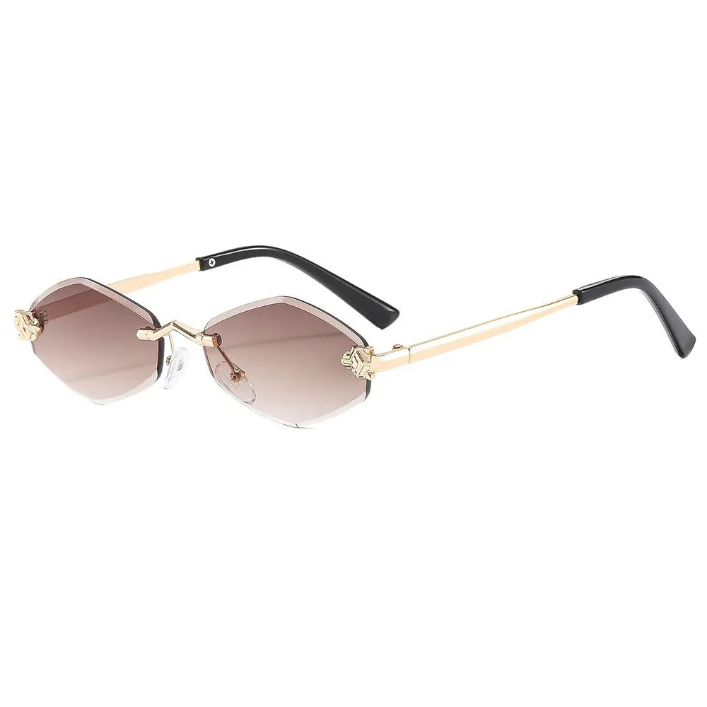 UV400 Frameless Rhombus Sunglasses – Women's Gradient Sport Sport Sunglasses PLUSH Brown