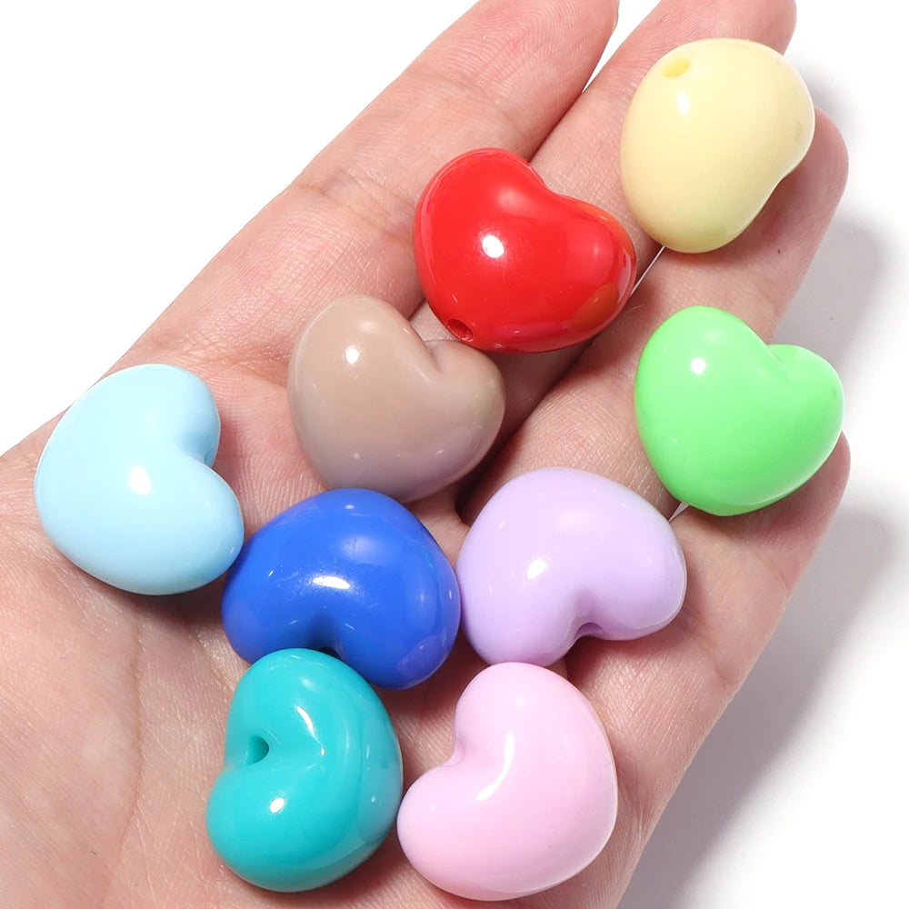 10pcs Heart Acrylic Spacer Beads – DIY Jewelry Making Acrylic Spacer Beads PLUSH