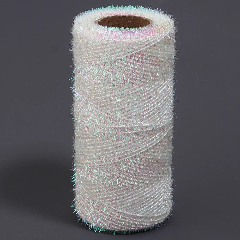 200 Yards Metallic Glitter Tinsel Yarn – DIY Gift & Craft Cord Craft Yarn Thread PLUSH white
