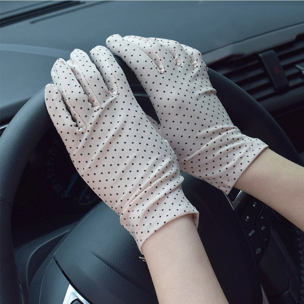 Women's Anti-UV Spandex Driving Gloves – Dot Sunscreen Driving Gloves PLUSH