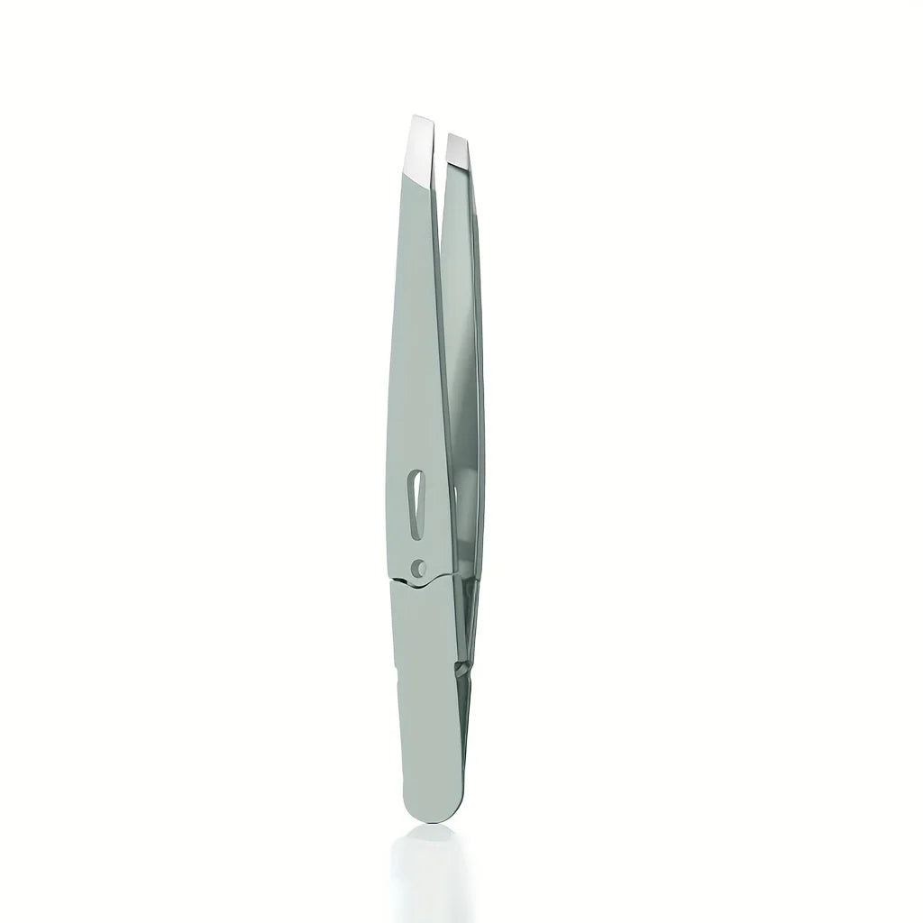 Pink Stainless Steel Slant-Tip Eyebrow Tweezers | Precision Eyebrow Tweezers PLUSH Gray