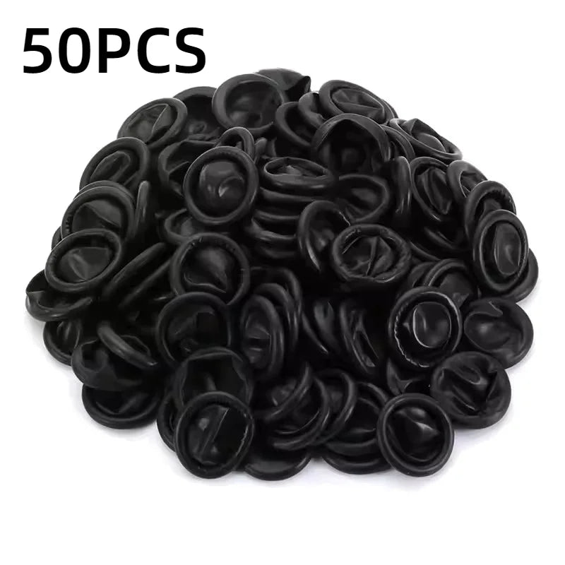 Disposable Latex Finger Cots 50/100/300pcs – Anti-Slip Powder Free Disposable Finger Cots PLUSH Black-50PCS