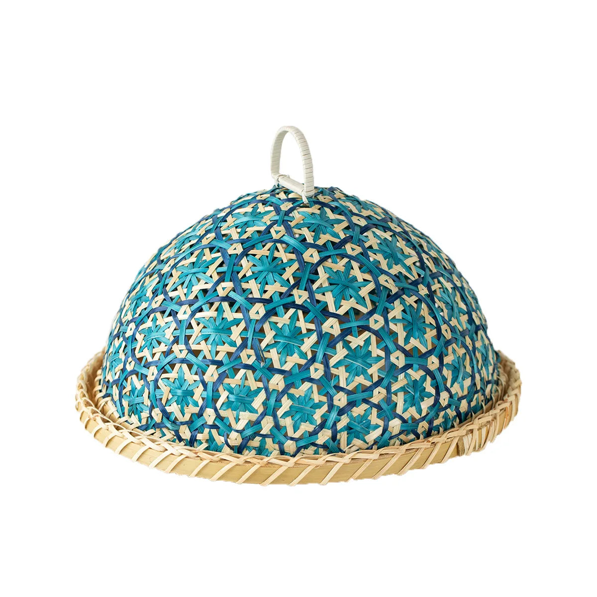 Hand-Woven Rattan Basket with Lid – Dust-Proof Food Cover Rattan Food Basket PLUSH Blue