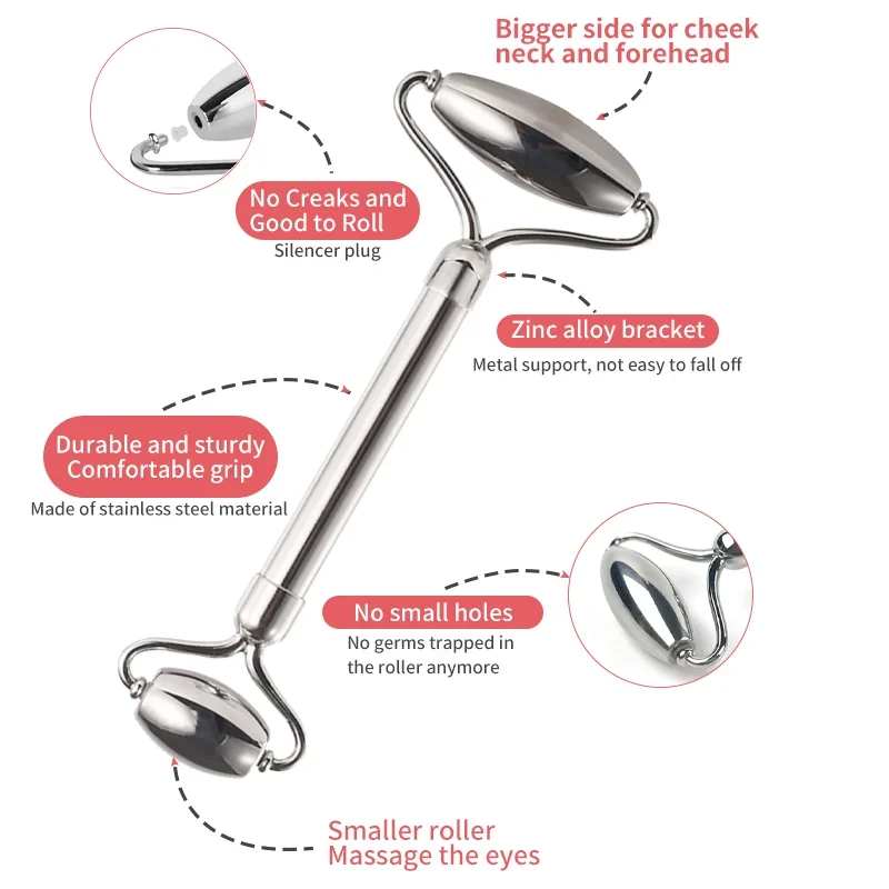 Stainless Steel Dual-Sided Facial Roller | Cooling Face Massager Facial Massage Roller PLUSH