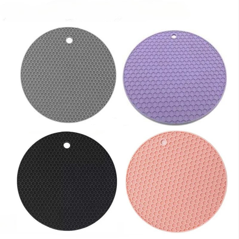 Silicone Round Trivet Mats Honeycomb | Jar Opener 1-3 PCS Silicone Trivet Mat PLUSH