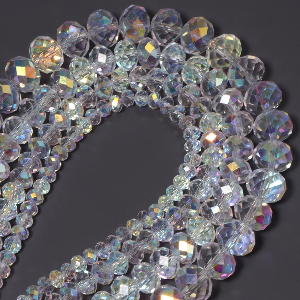 AB Faceted Rondelle Crystal Spacer Beads – DIY Jewelry Making Crystal Spacer Beads PLUSH