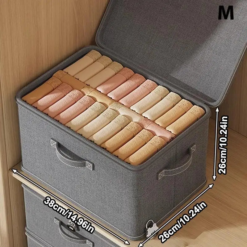 Large Foldable Fabric Storage Box with Password Lock – Grey Lockable Storage Box PLUSH M Gray