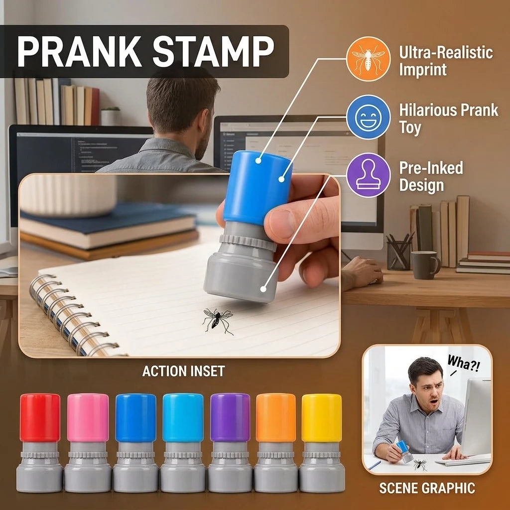 Funny Mosquito Stamp Gag Toy – Prank Ink Seal for Teens Novelty Gag Toy PLUSH