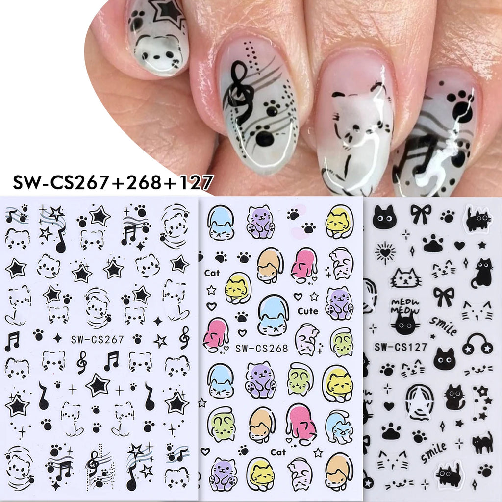 3pcs Halloween Nail Stickers – Pumpkin, Bat & Spider Web Decals Nail Art Stickers PLUSH SW-CS267 268 127