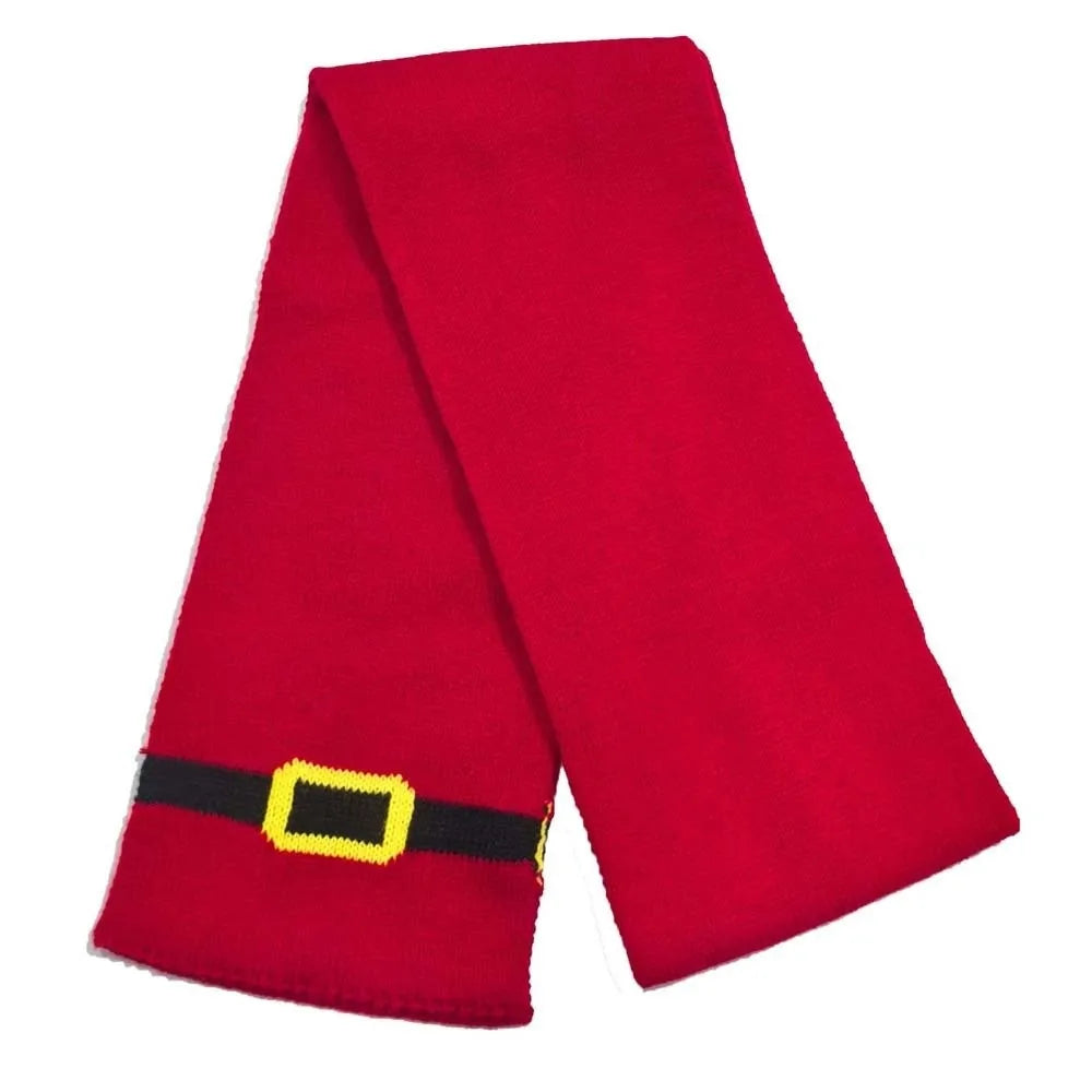 Knitted Christmas Hat & Scarf Set – Striped Snowflake Pom Holiday Knit Set PLUSH Scarf 1