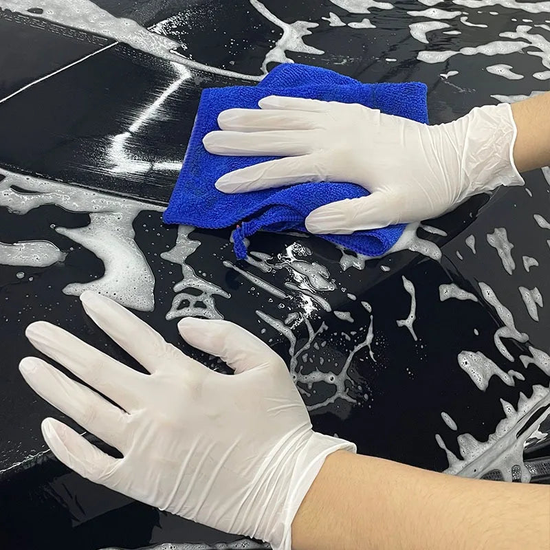 White Nitrile Disposable Gloves 10–100pcs | Food Safe Disposable Nitrile Gloves PLUSH