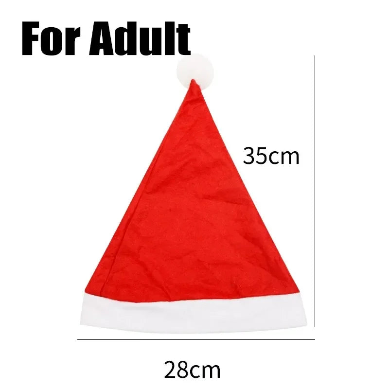 Santa Claus Christmas Hats Adults & Kids – Non-Woven Cap Christmas Party Hat PLUSH as show adult 1pcs