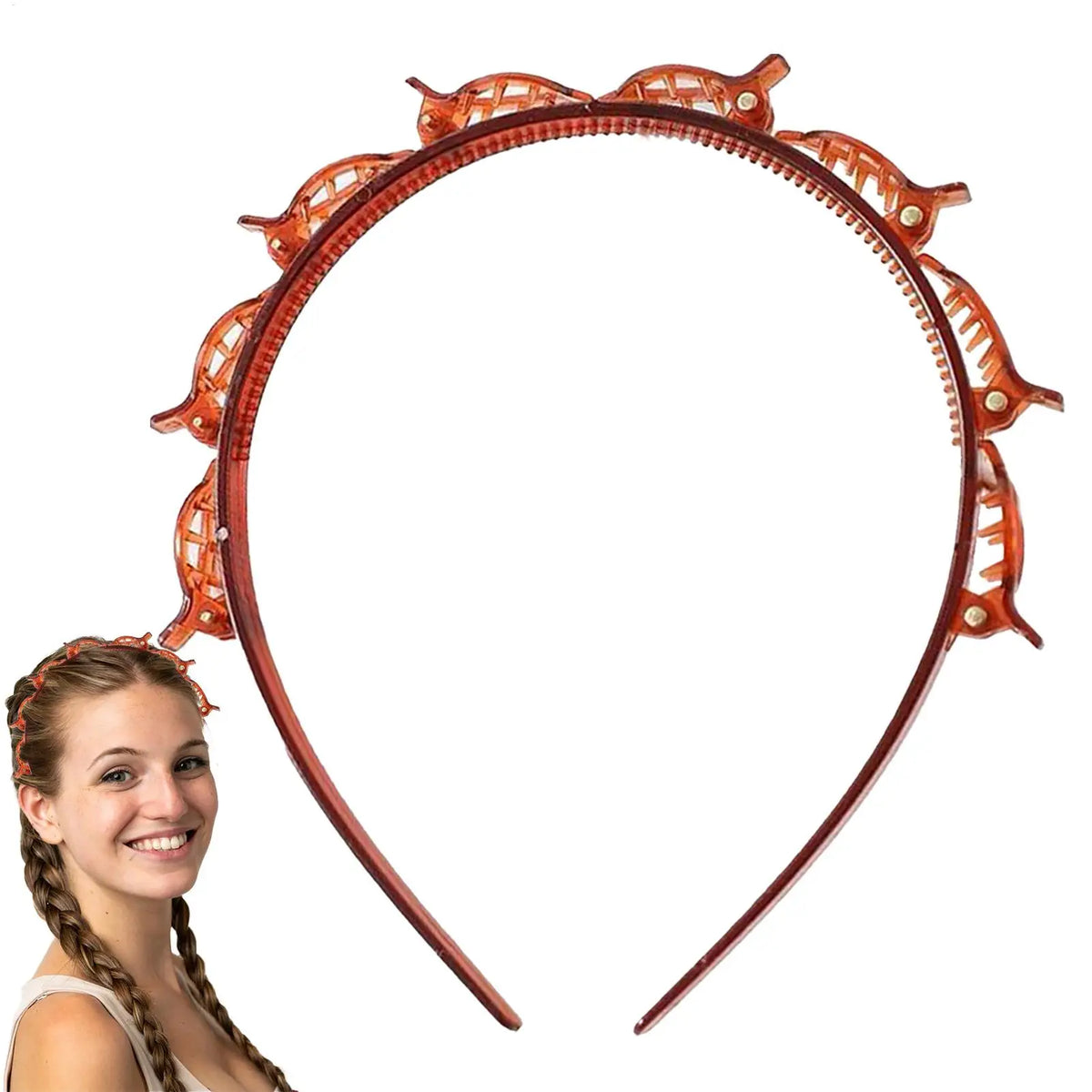 Women's Headband with Clips – Twist Plait Hair Hoop Hairpin Clip Headband PLUSH