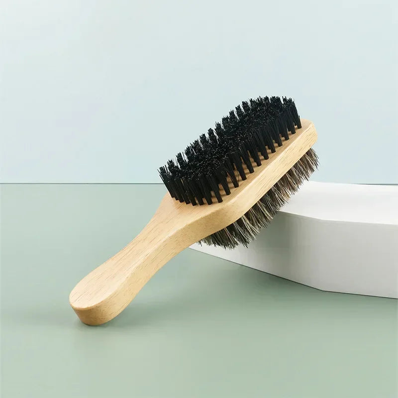 Men's Boar Bristle Beard & Hair Brush – Natural Wood S/M/L Beard & Hair Brush PLUSH