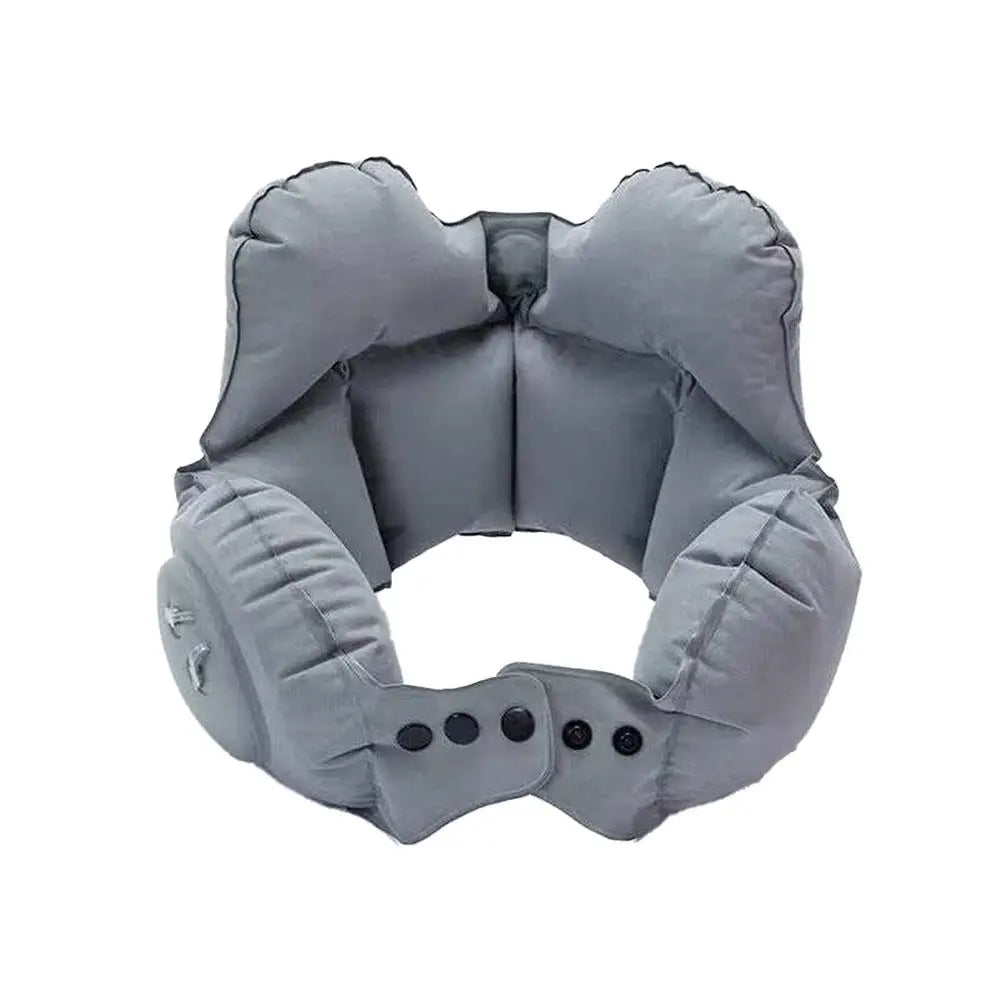 Inflatable U-Shaped Travel Neck Pillow – Compact & Portable Inflatable Travel Pillow PLUSH Gray